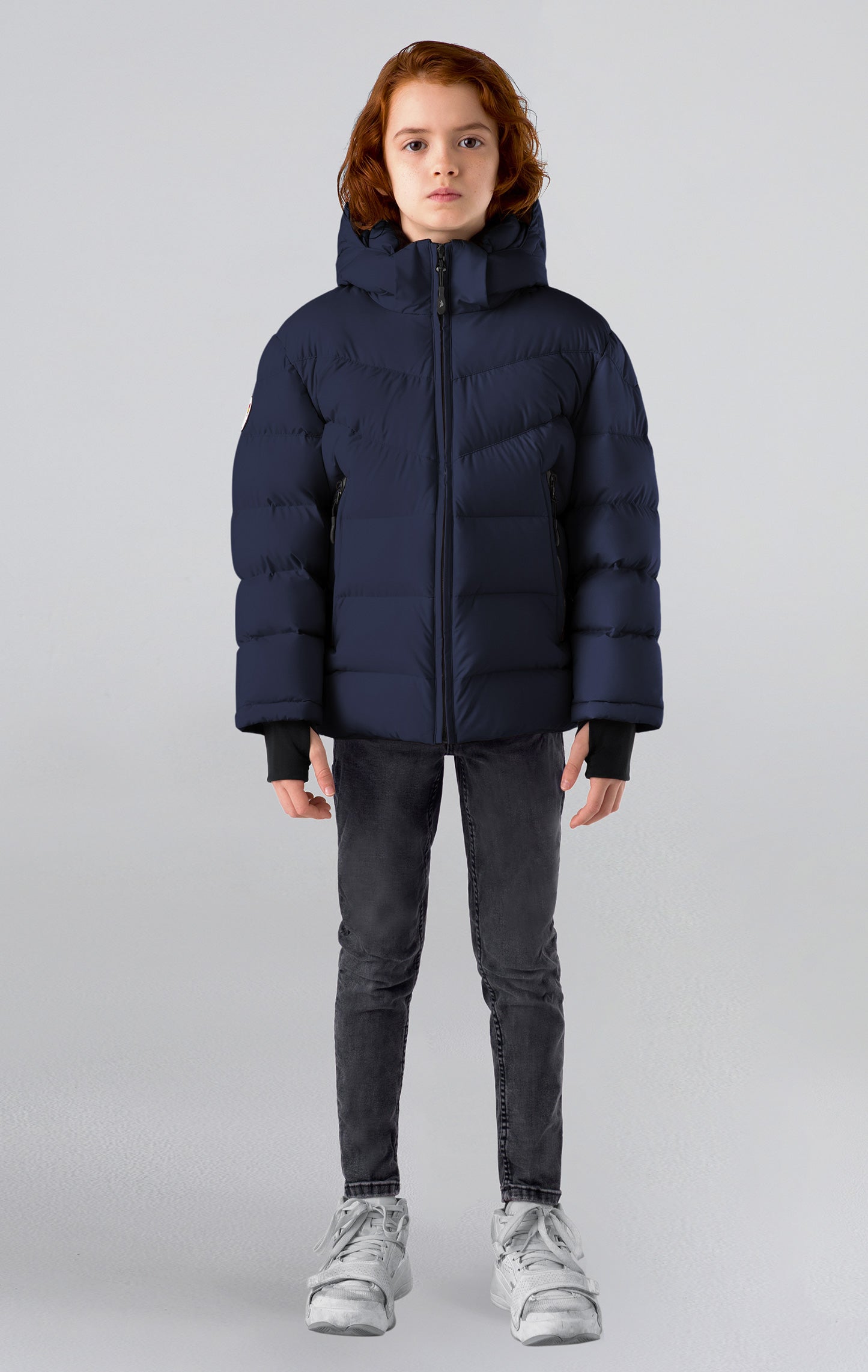 Shops dark blue puffer jacket