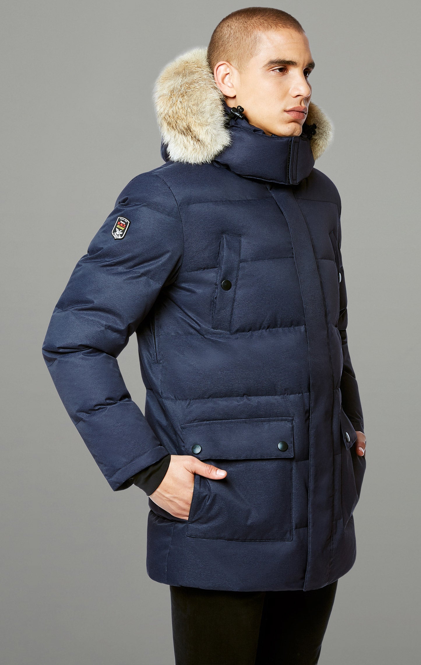 Fur hooded parka coat mens online