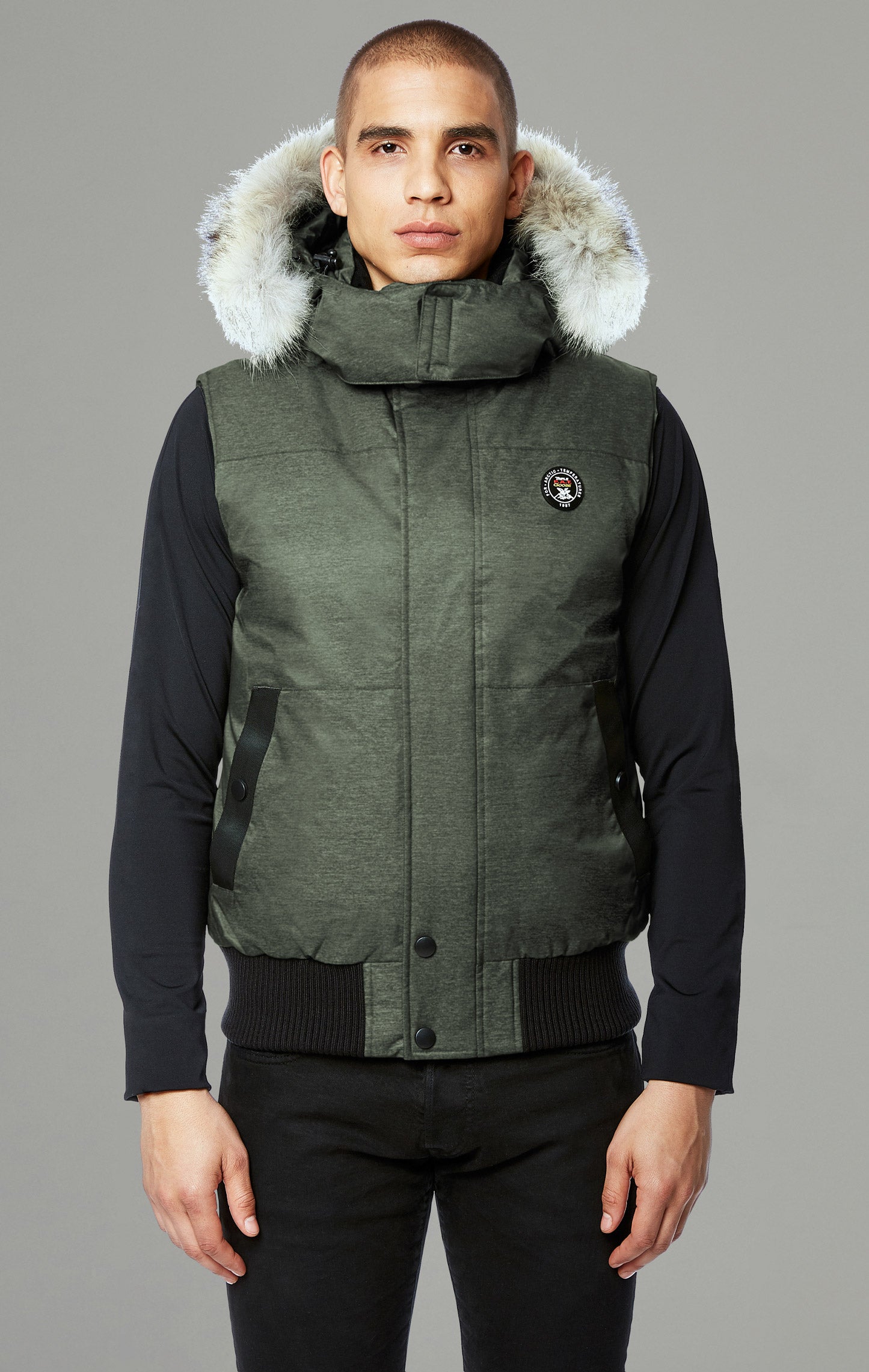 Fur Trim Winter Vest With Fur Hood Huntley Men's Vest With Fur