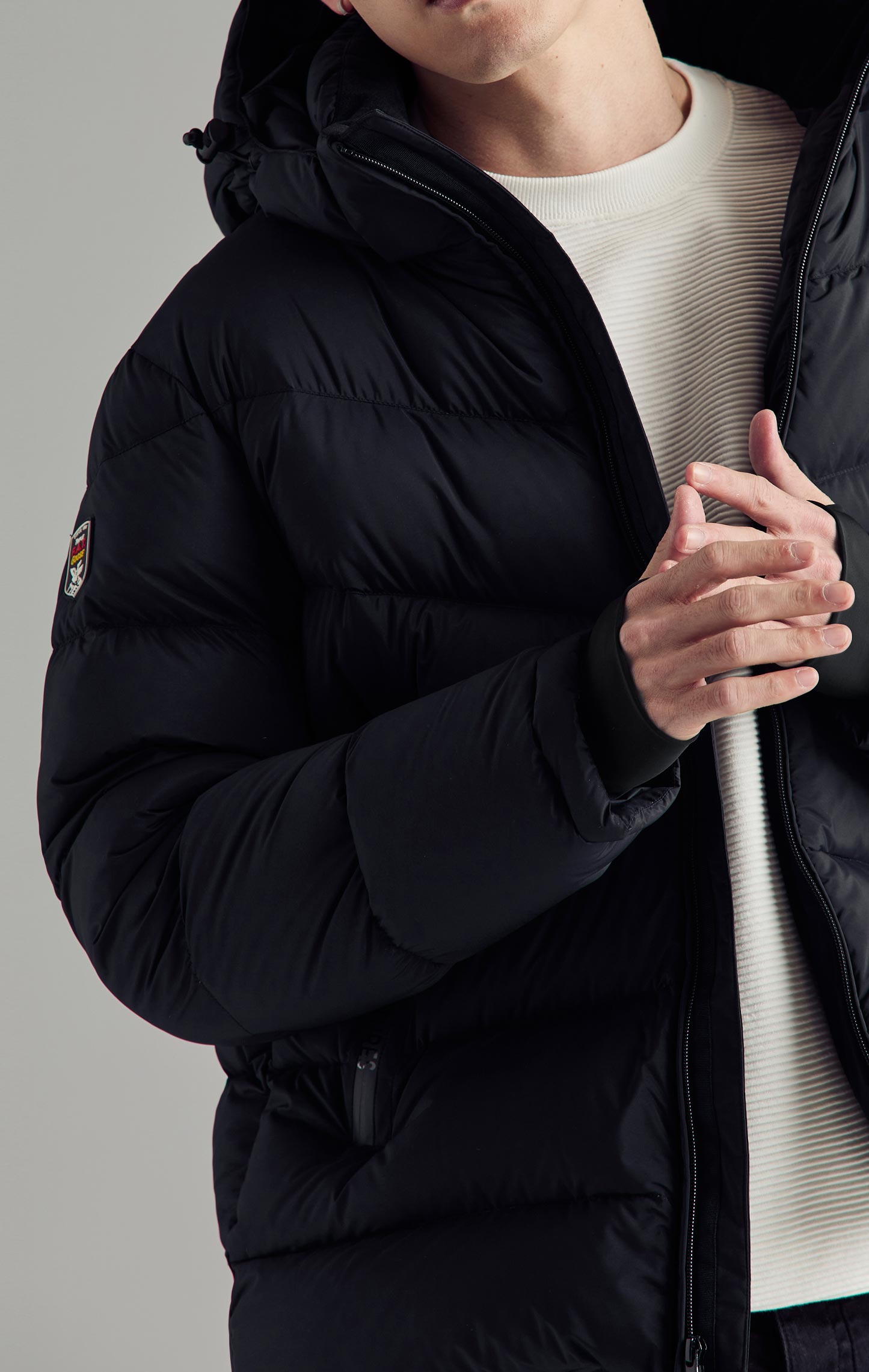 Good for nothing hooded puffer jacket in outlet black