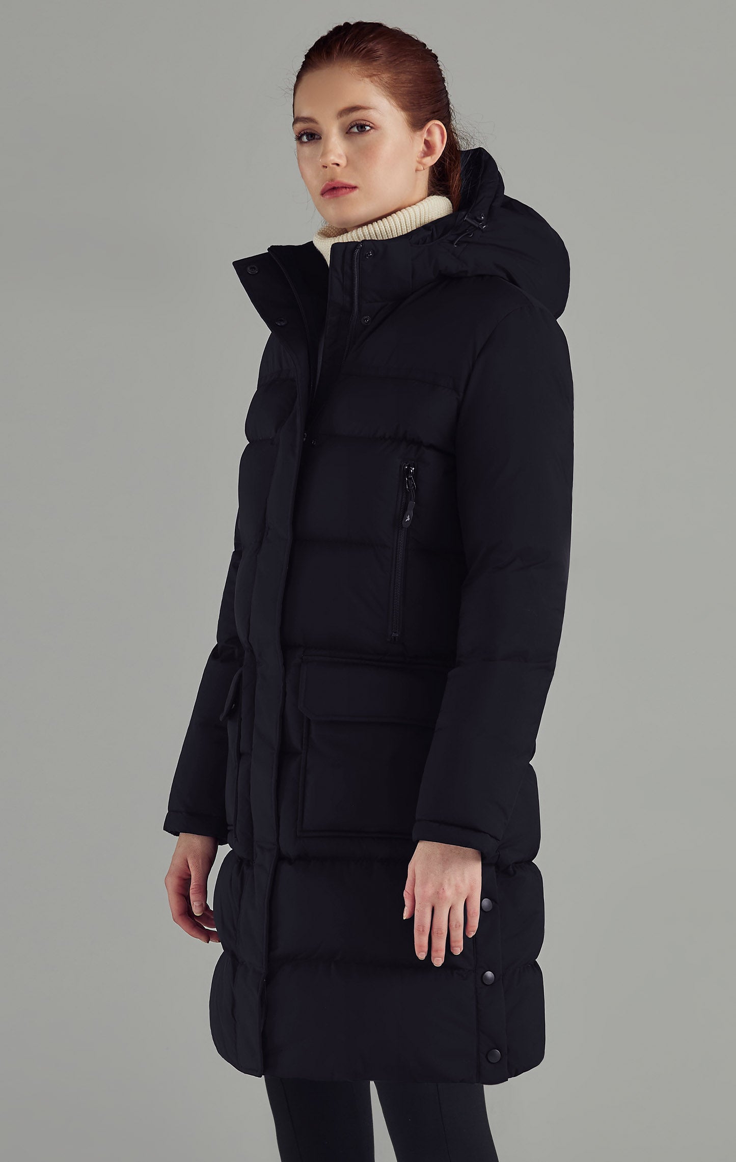 Womens longline black online puffer coat